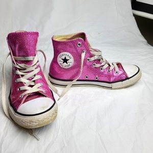 Girls Pink Glitter Converse